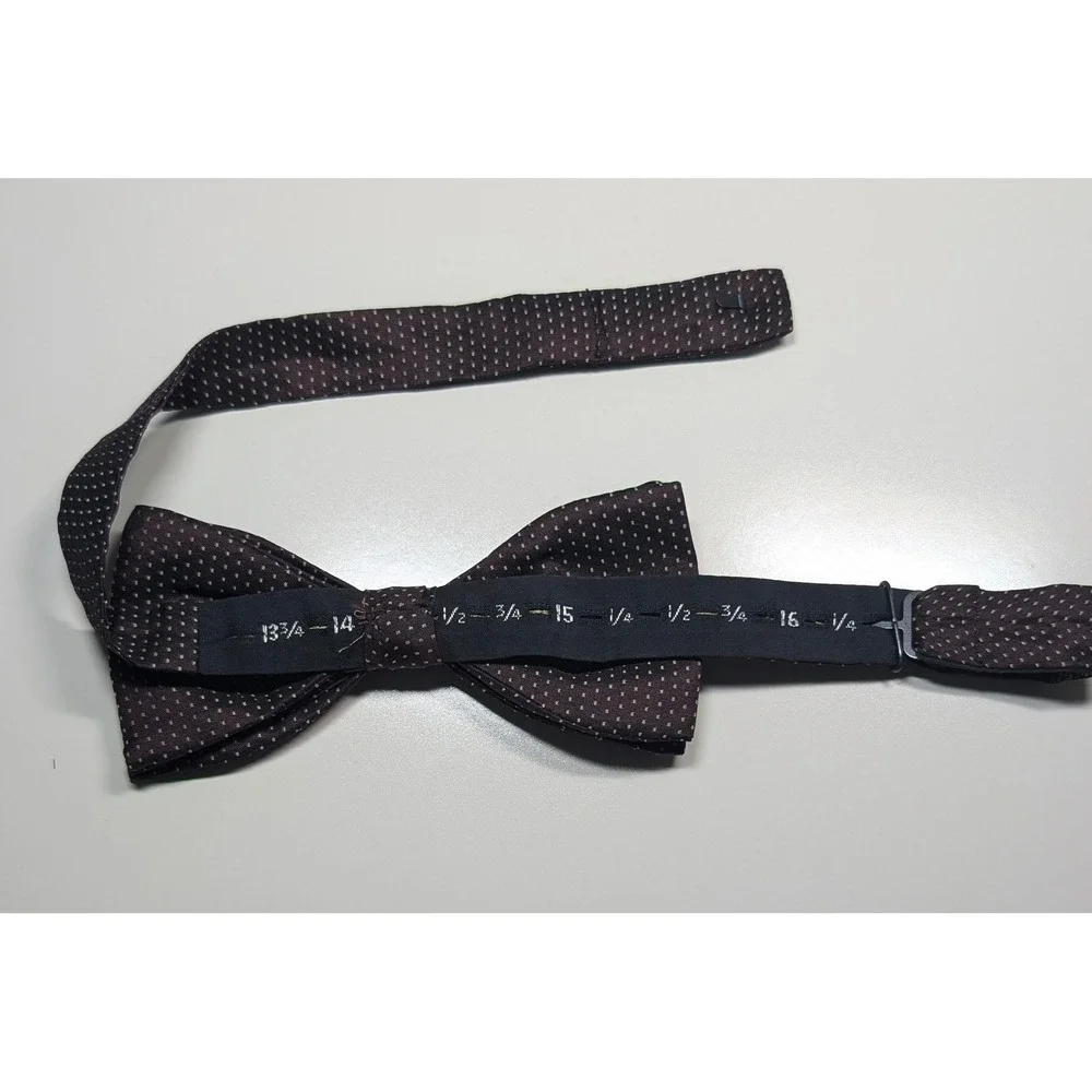 Calvin Klein Mens 100% Silk Cummerbund and Bow Tie Set Plum Micro Dot‎ Made USA